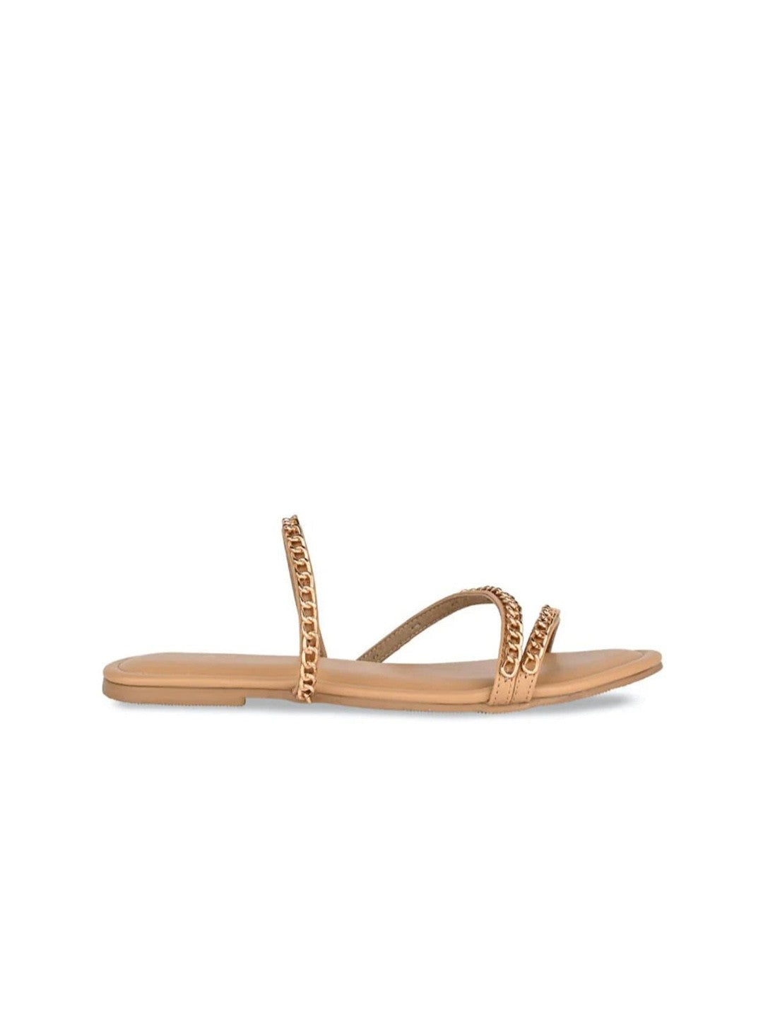 CAI Embellished Open Toe Chained Flats