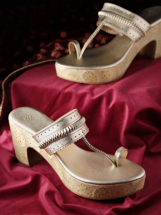 House of Pataudi Braided Detail Handcrafted Heels