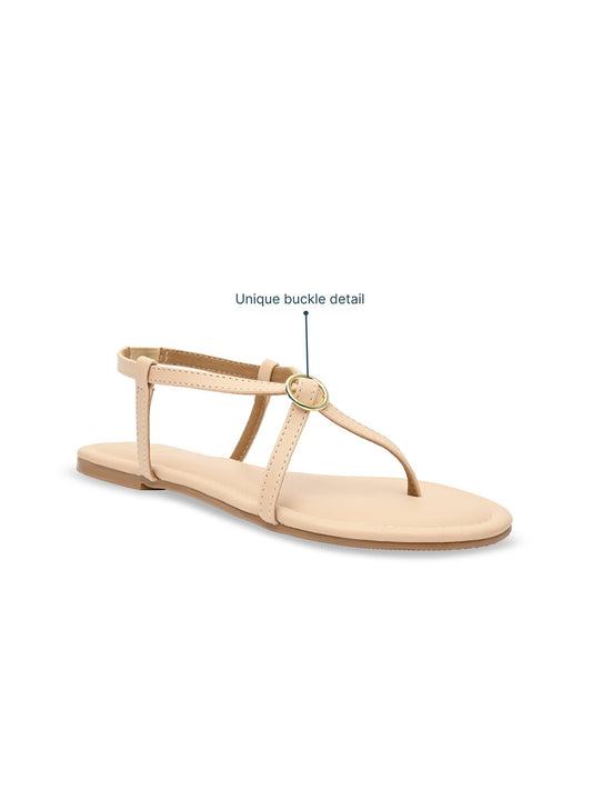 CAI Buckled Beige Strap Flats