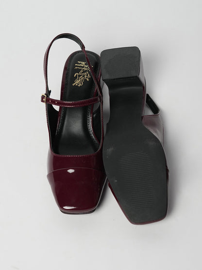 Theater Square Toe Block Slingback Heel Mules