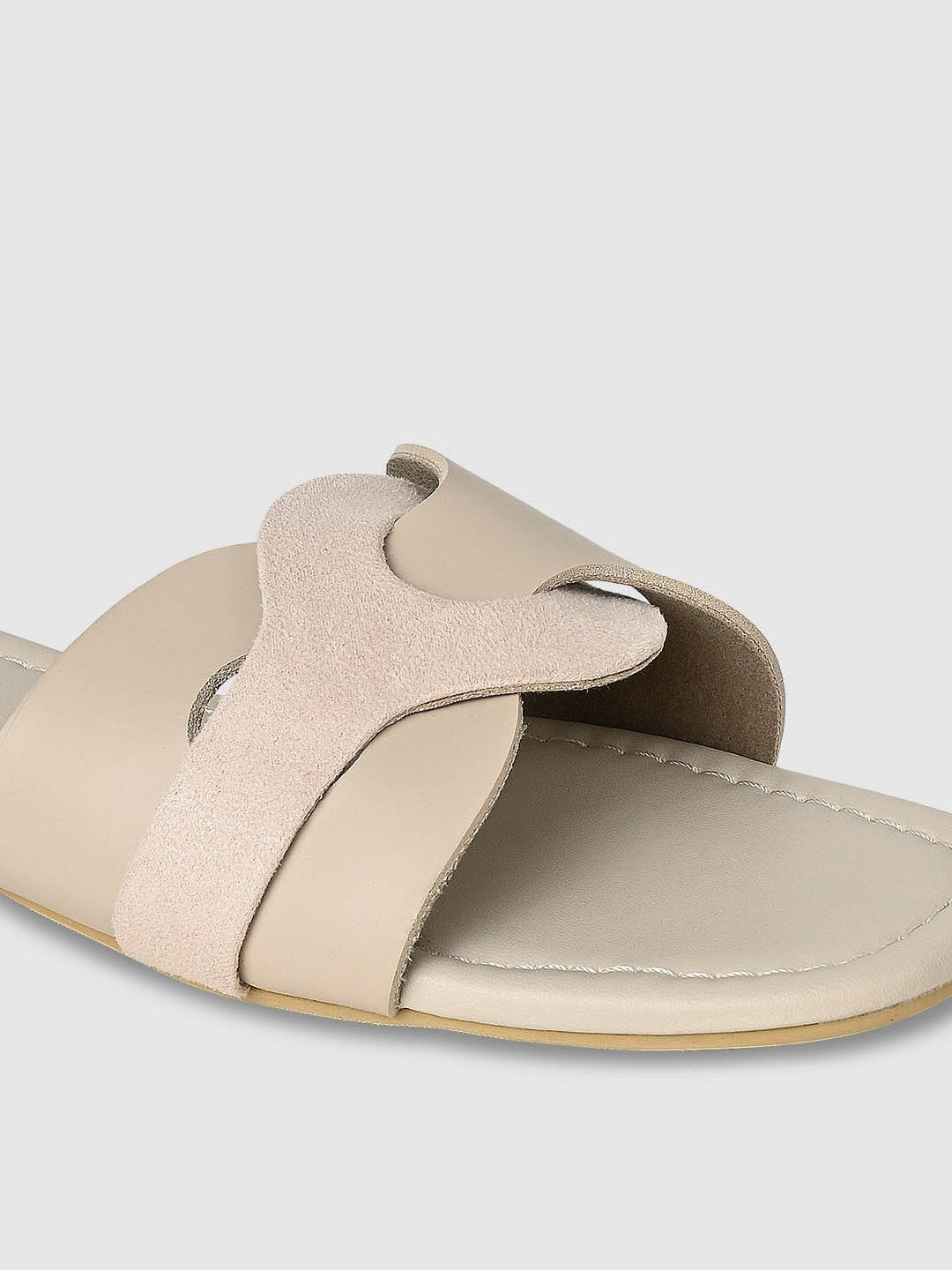 CAI Women Beige Open Toe Flats