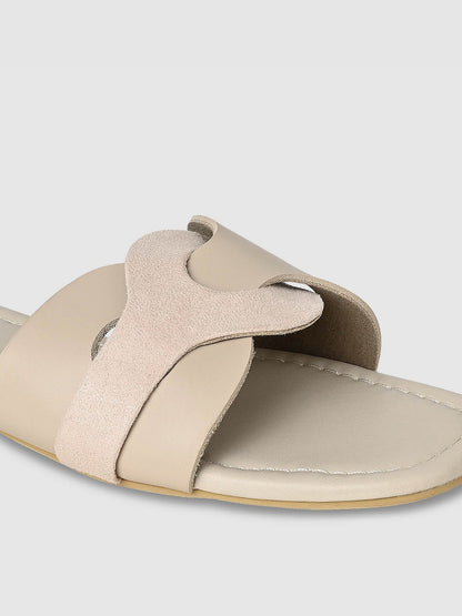 CAI Women Beige Open Toe Flats