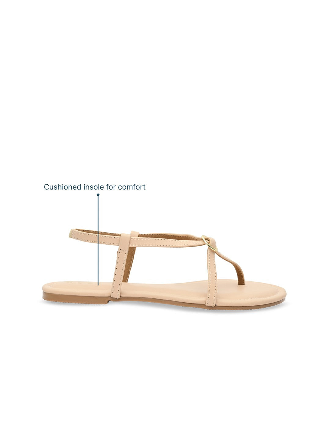CAI Buckled Beige Strap Flats