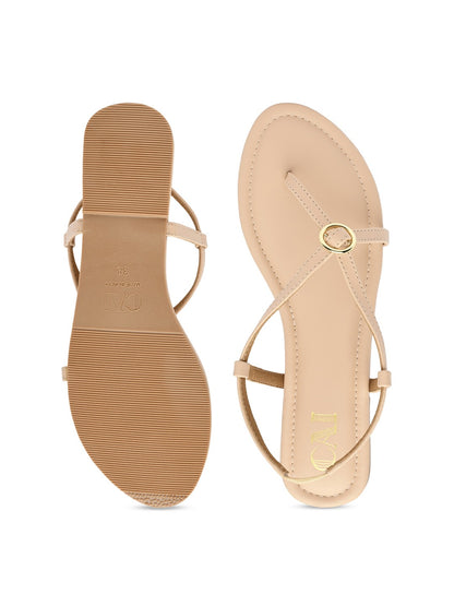 CAI Buckled Beige Strap Flats