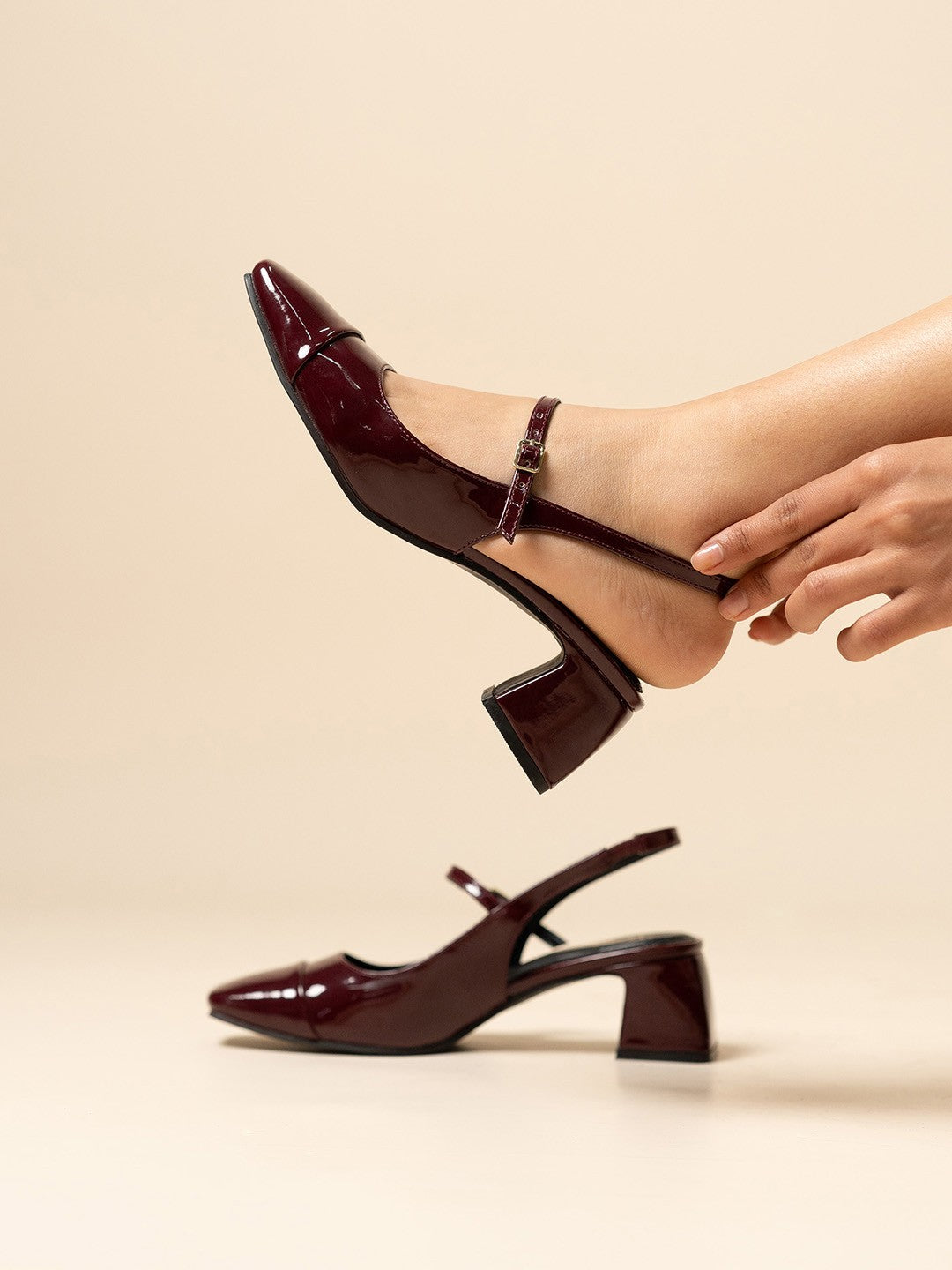 Theater Square Toe Block Slingback Heel Mules