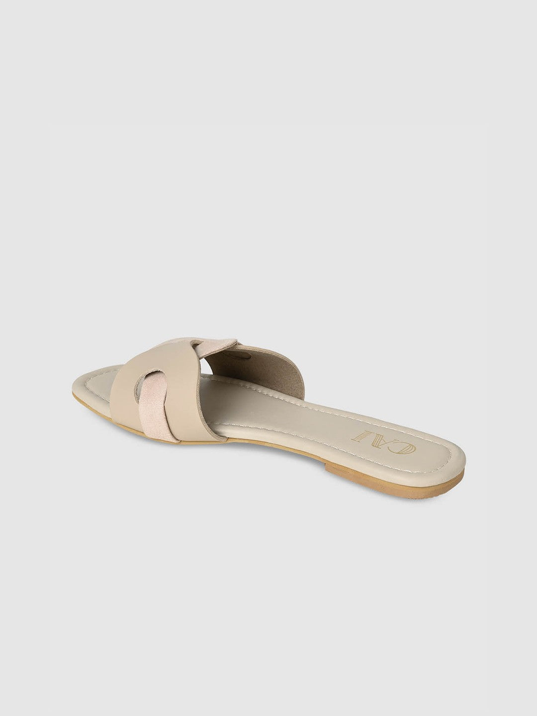 CAI Women Beige Open Toe Flats