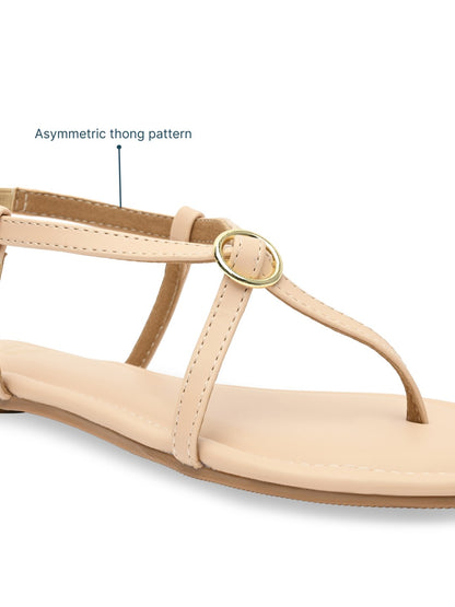 CAI Buckled Beige Strap Flats